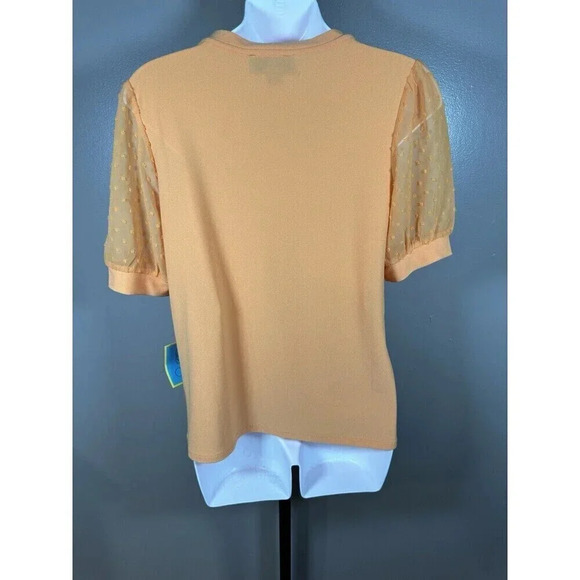 CECE Women's ORANGE Stretch Pouf Sleeve CREW Neck Top S NWT - Picture 5 of 9